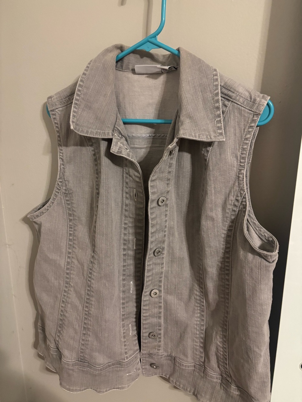 Chico's Light Gray Sleeveless Denim Vest
